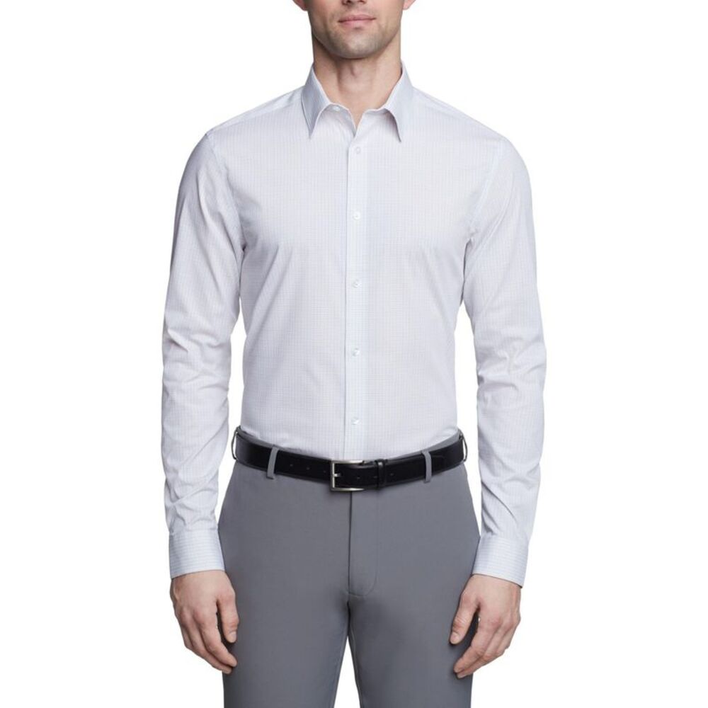 Calvin Klein Mens Stretch Button Down Dress Shirt, Multicoloured, 17.5 Neck, DM